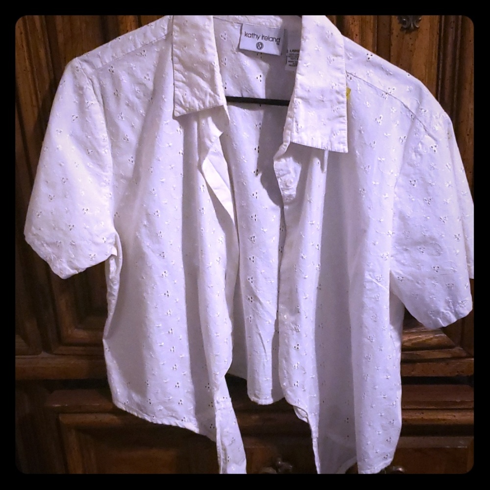 Kathy Ireland Button Up Crop Top